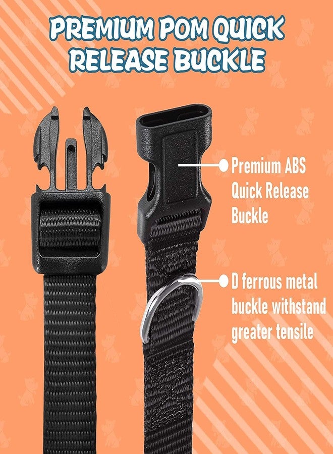 Pups&Pets طقم طوق ومقود كلاسيكي للكلاب من Pups&Pets، طوق نايلون قابل للتعديل مع مقود للكلاب الصغيرة والمتوسطة (اللون: أسود) - Image 5